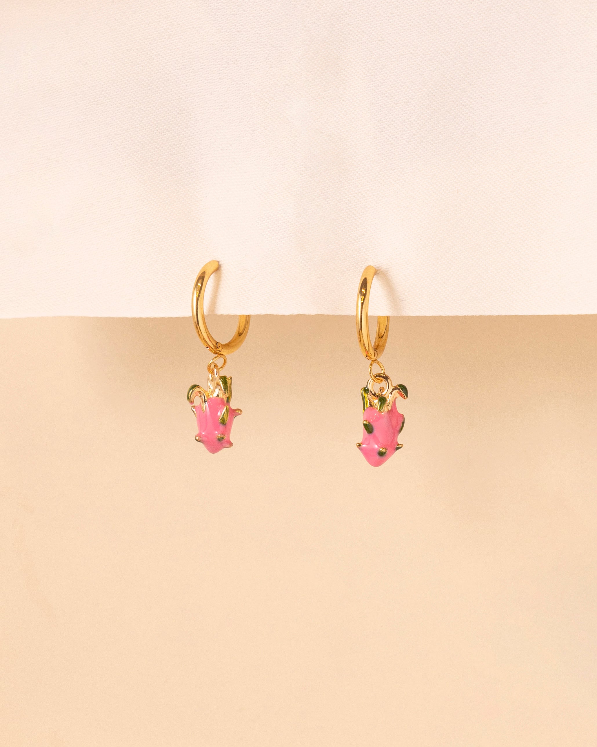 Dragonfruit Charm Hoops