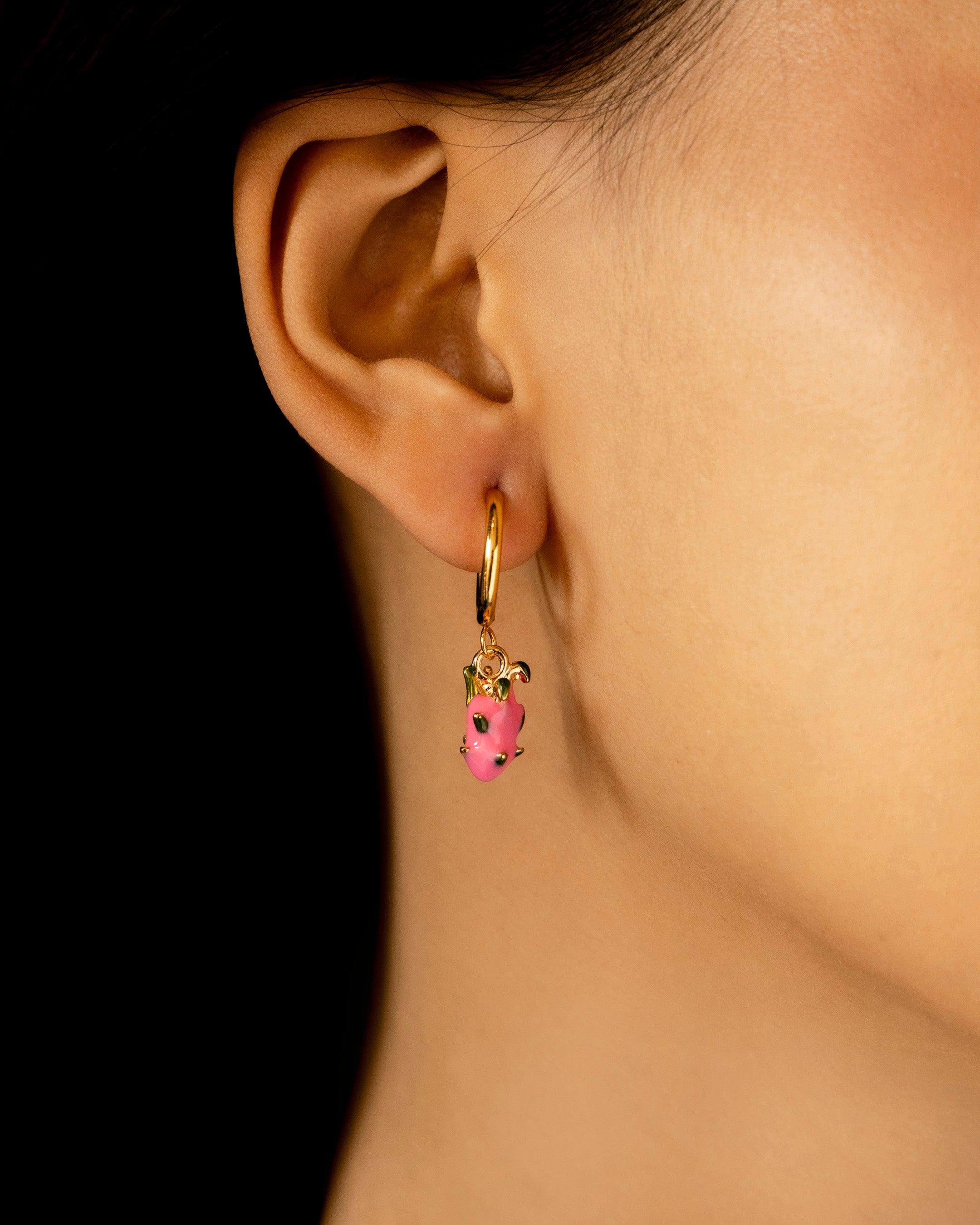 Dragonfruit Charm Hoops
