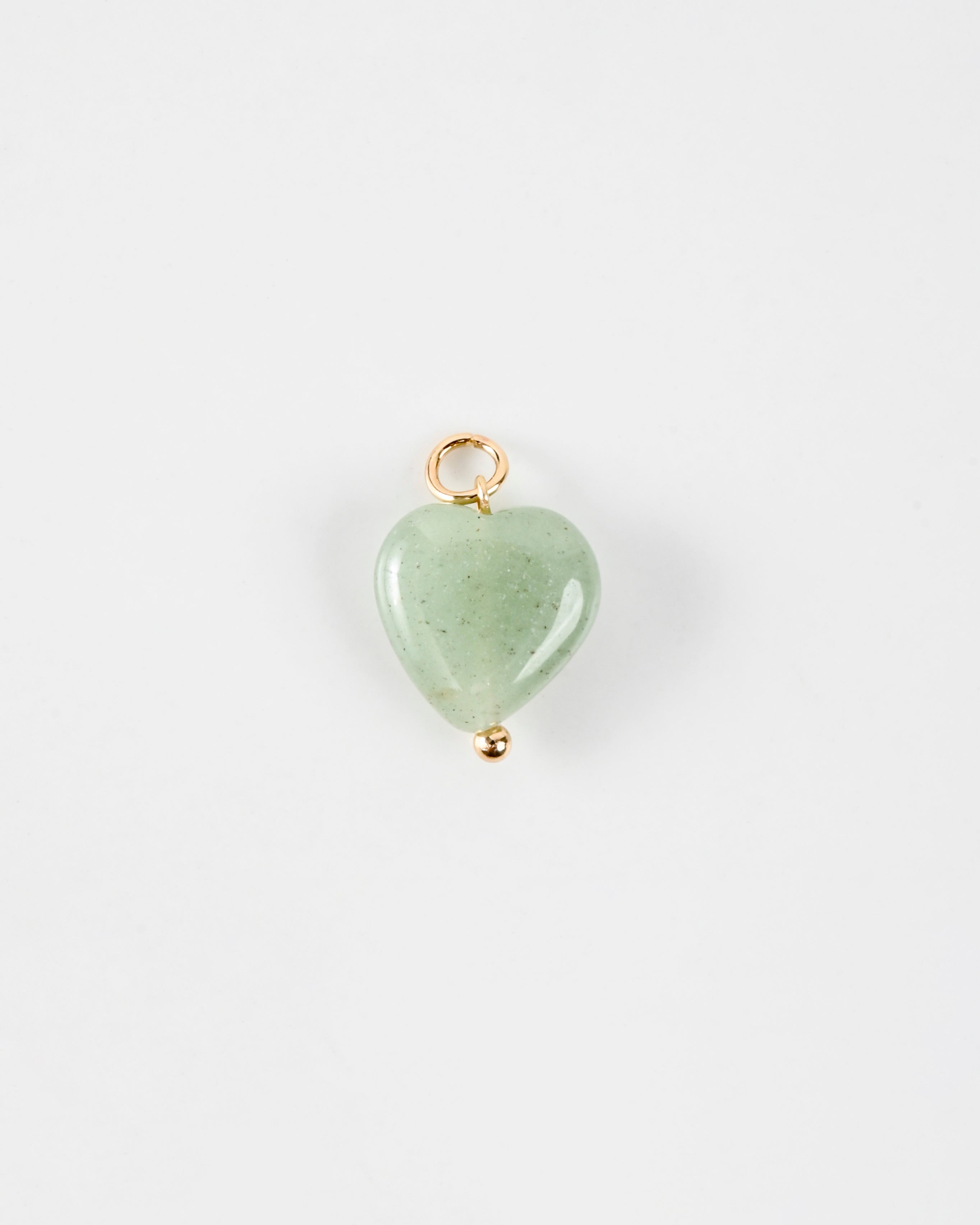 Green Stone Heart Charm