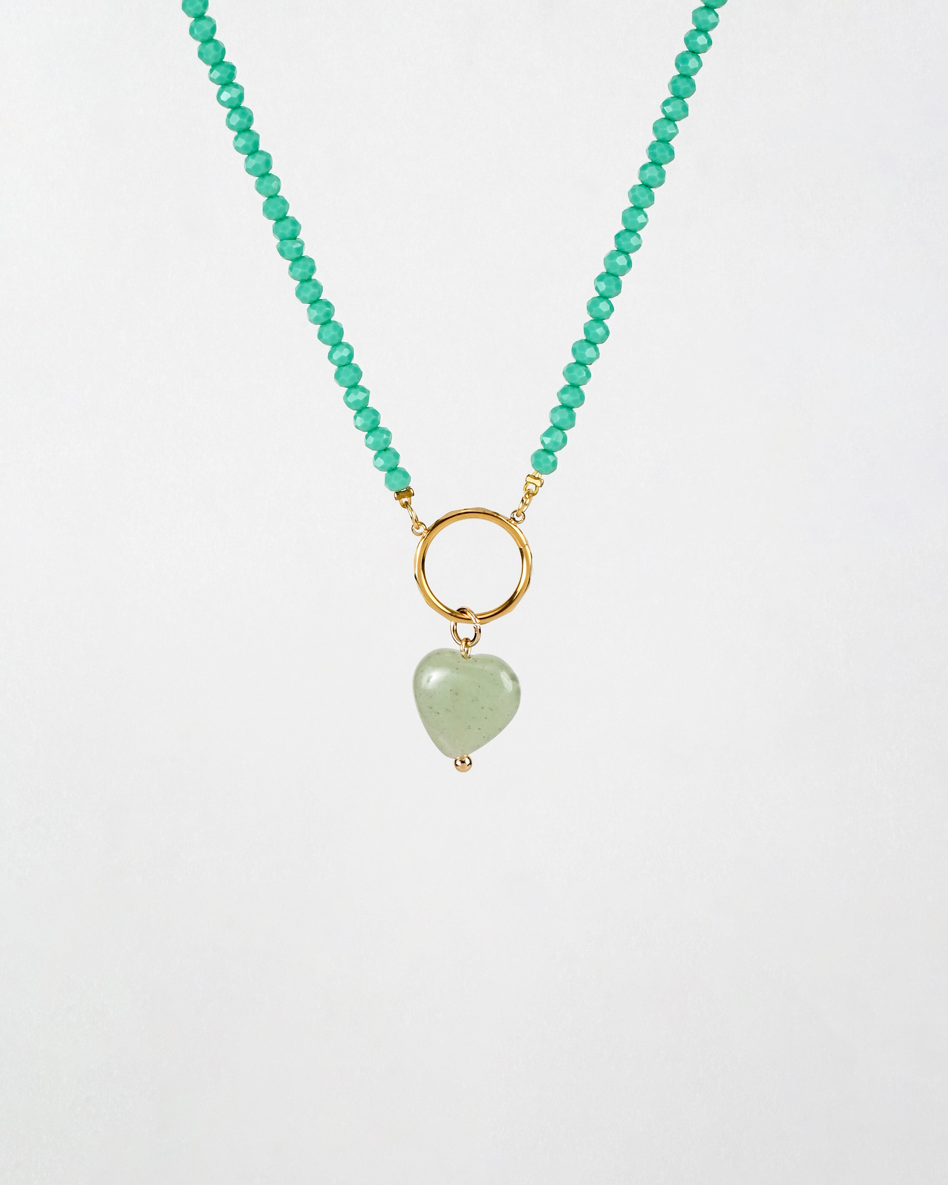 Green Stone Heart Charm