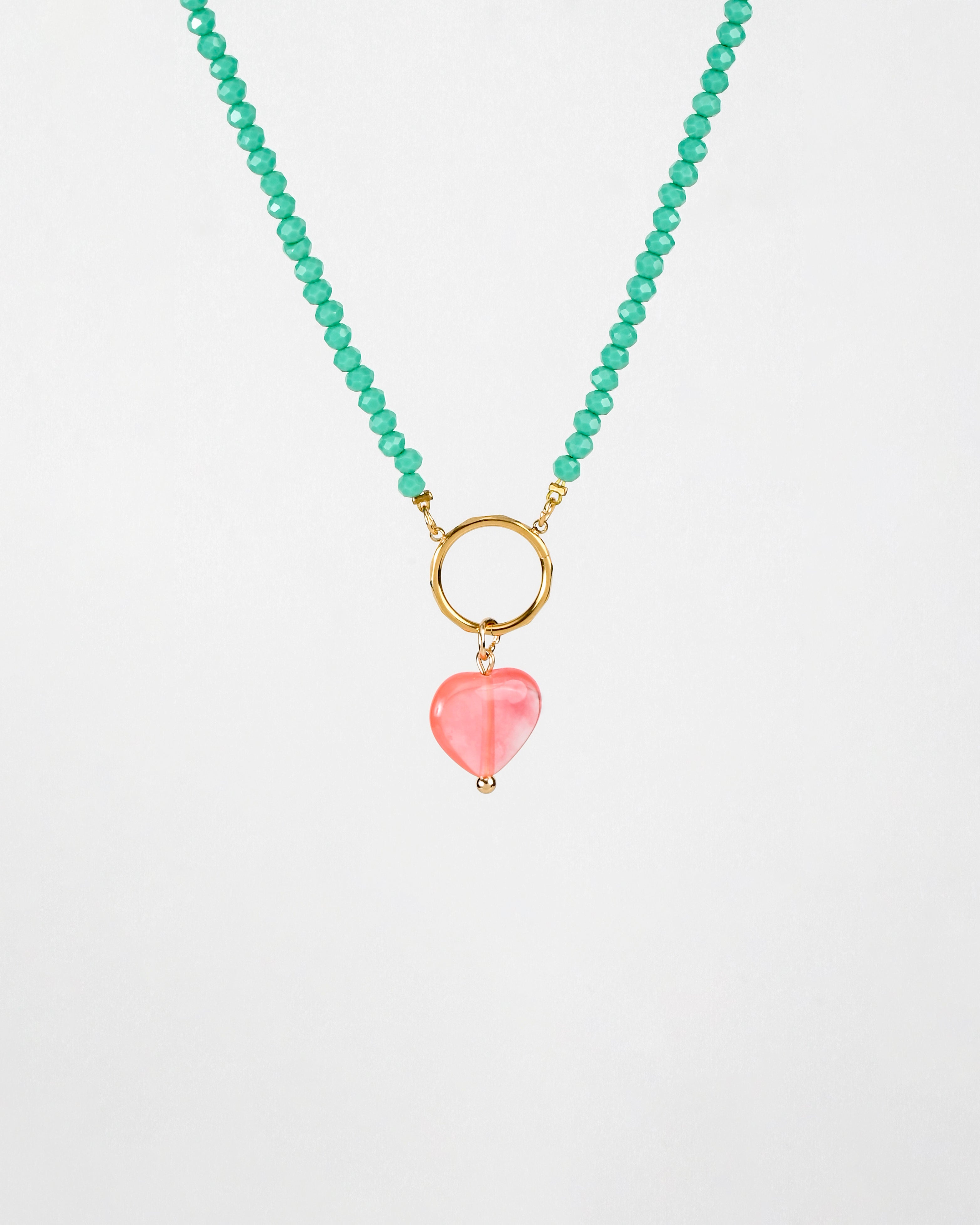 Pink Stone Heart Charm