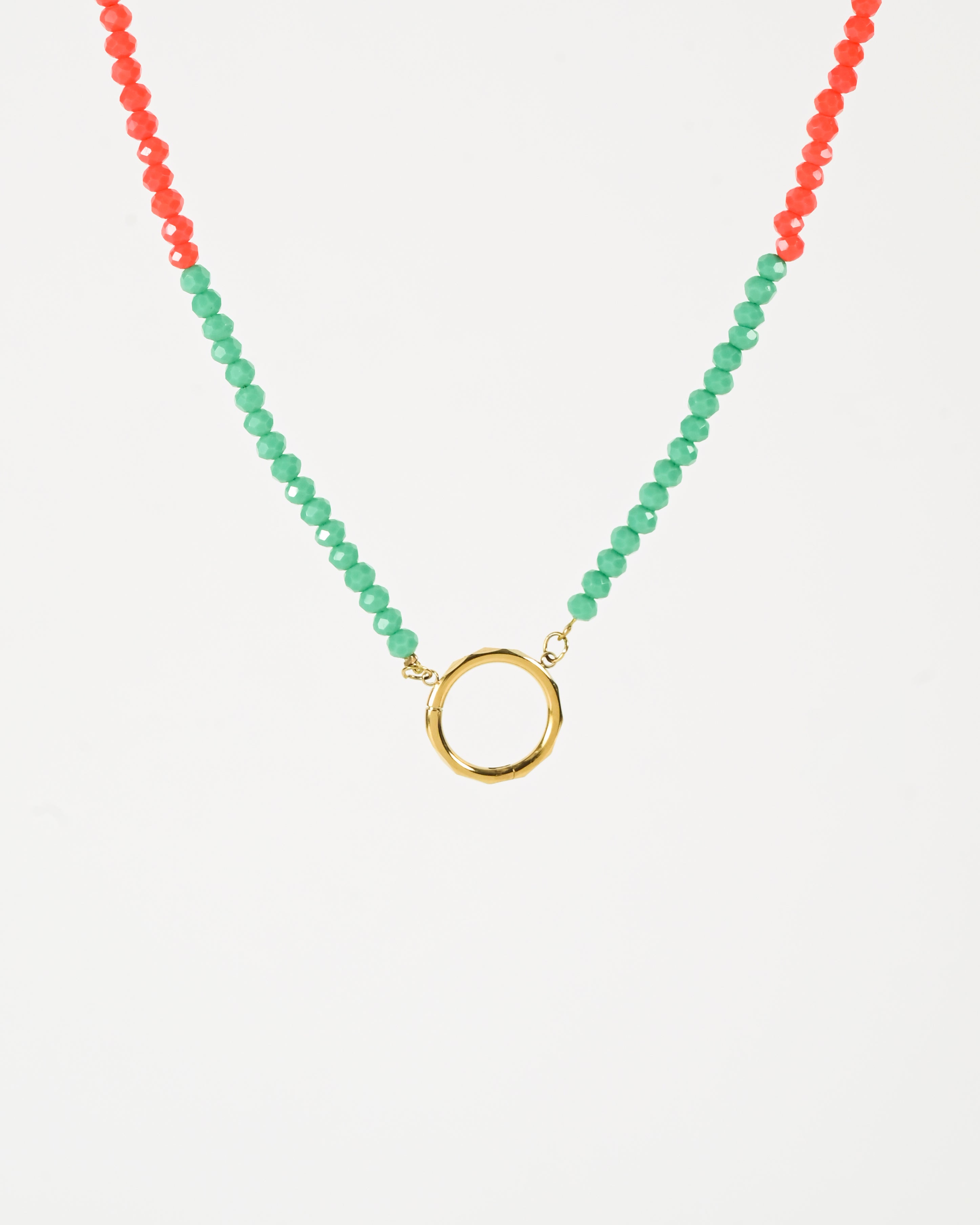 Beaded Charm Necklace - Red & Green