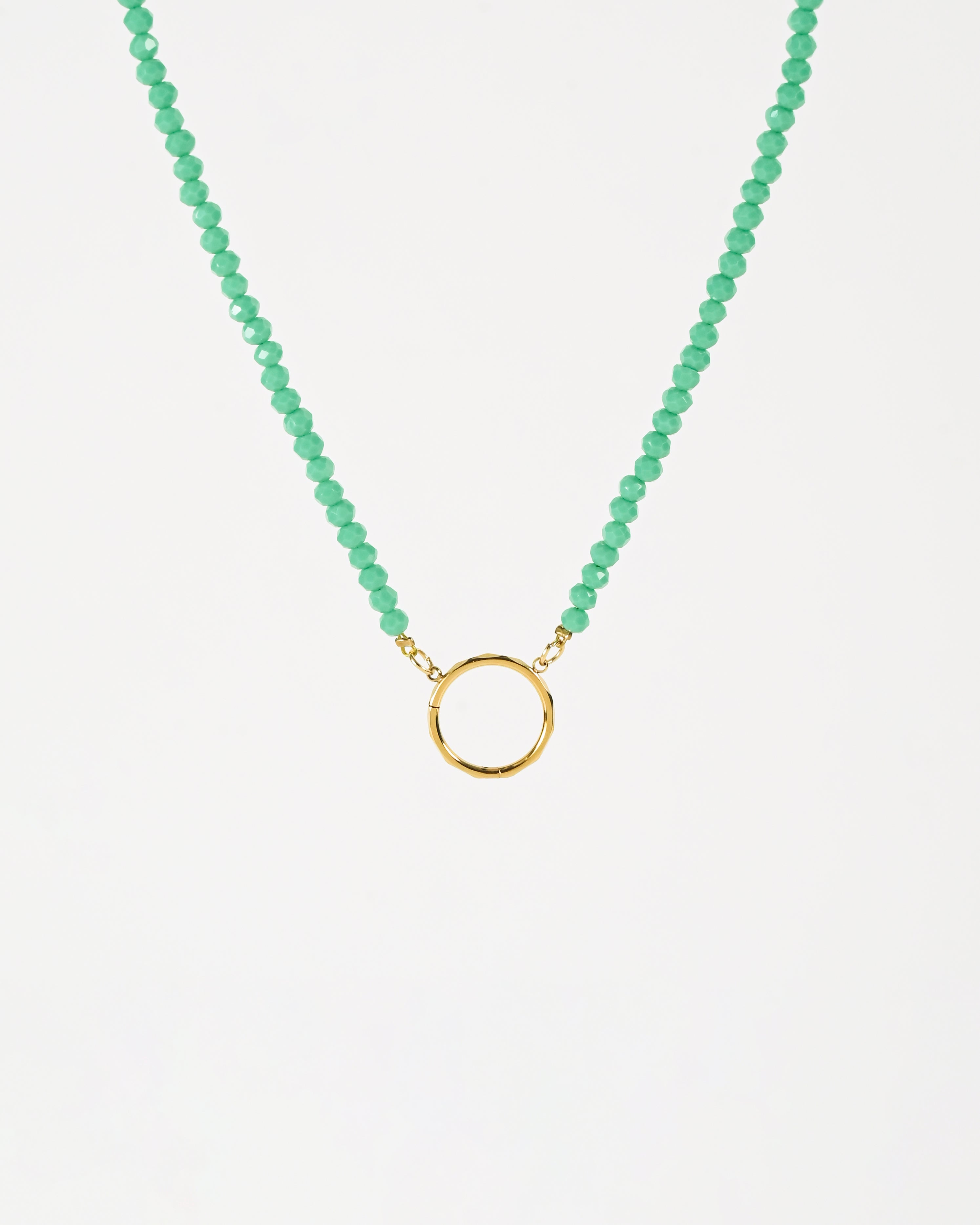 Beaded Charm Necklace - Green