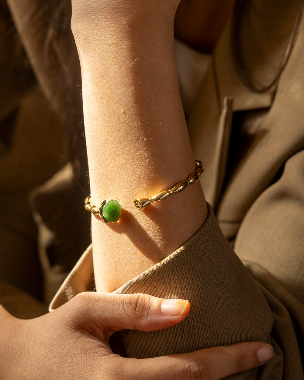 Jade Bloom Bangle Cuff